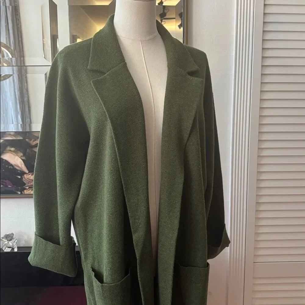 J. Crew Olive Knit Sweater open front long cardigan, S